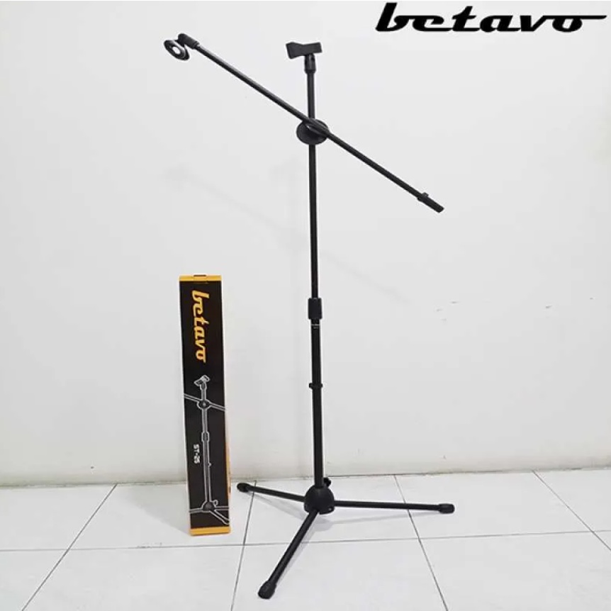 Stand Mic BETAVO ST-25 ST25 ST 25 Lantai Kaki 3 Tiang Mic Cagak Mic Tripod