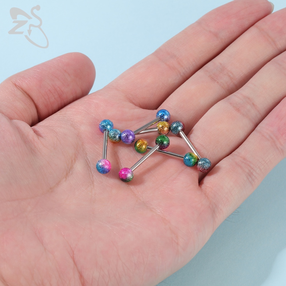 1 Pc Colorful Acrylic Ball Tongue Piercing Stainless Steel Tongue Ring Bars Barbell Brooch Sexy Piercings Jewelry 14G