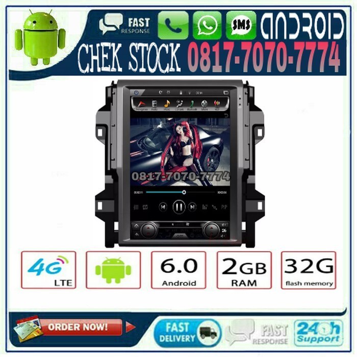 HEAD UNIT TAPE MOBIL ANDROID ALL NEW TOYOTA FORTUNER 12 INCH