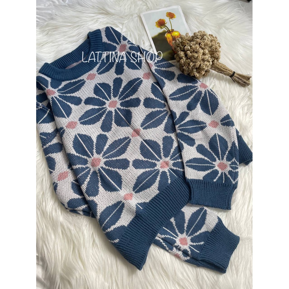 Jihyo Knitt / Sweater Rajut motif Bunga/ sweater premium wanita