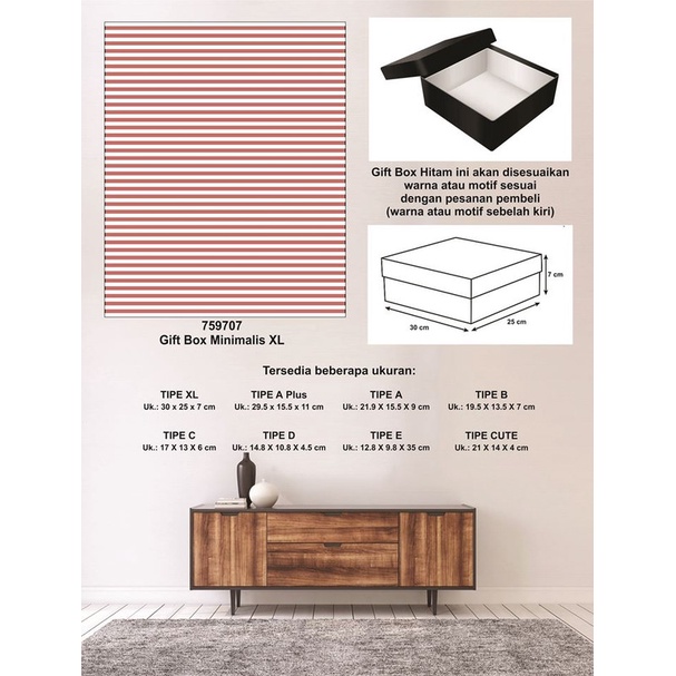 

Kotak kado/Kotak Hadiah/Box Minimalis XL-Garis Spectra REGAL RED-A