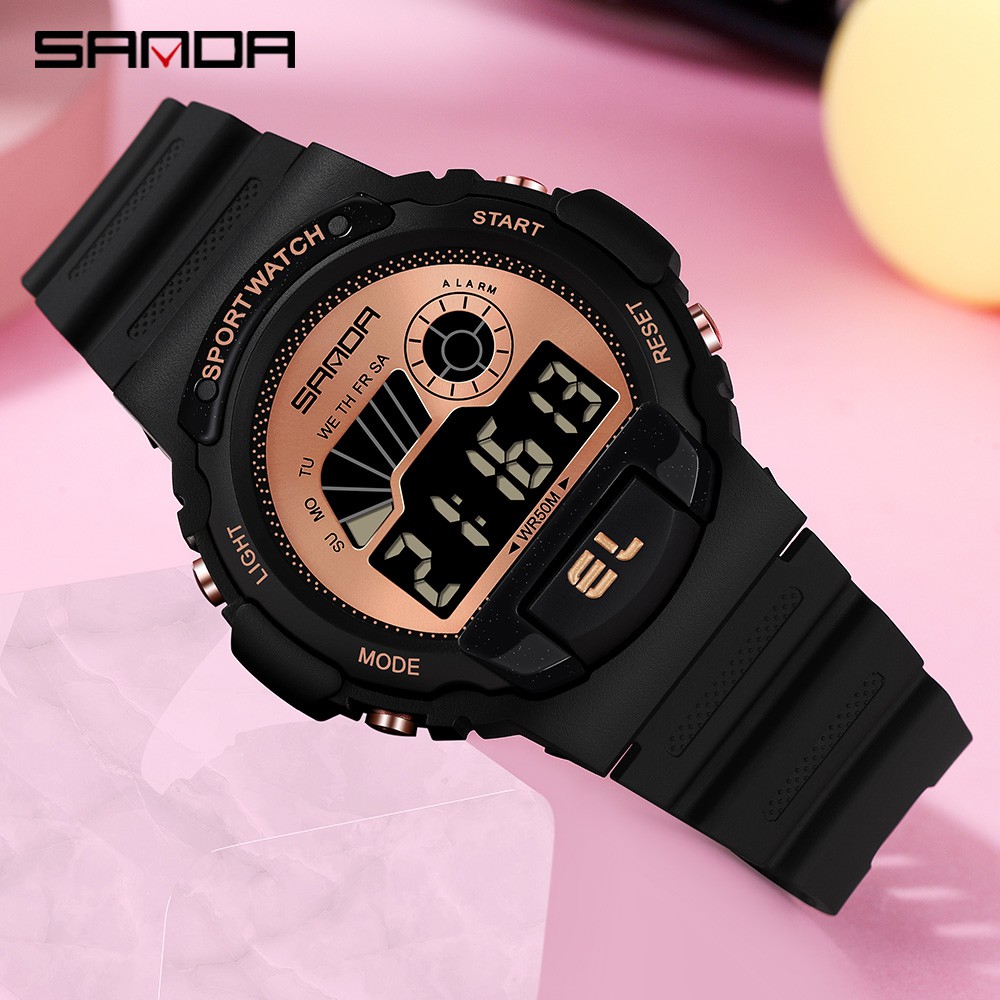 【COD】SANDA 6004  Digital Fashion Jam Tangan Mewah Wanita Tahan Air Gerakan Jam Tangan Elektronik Jam-7