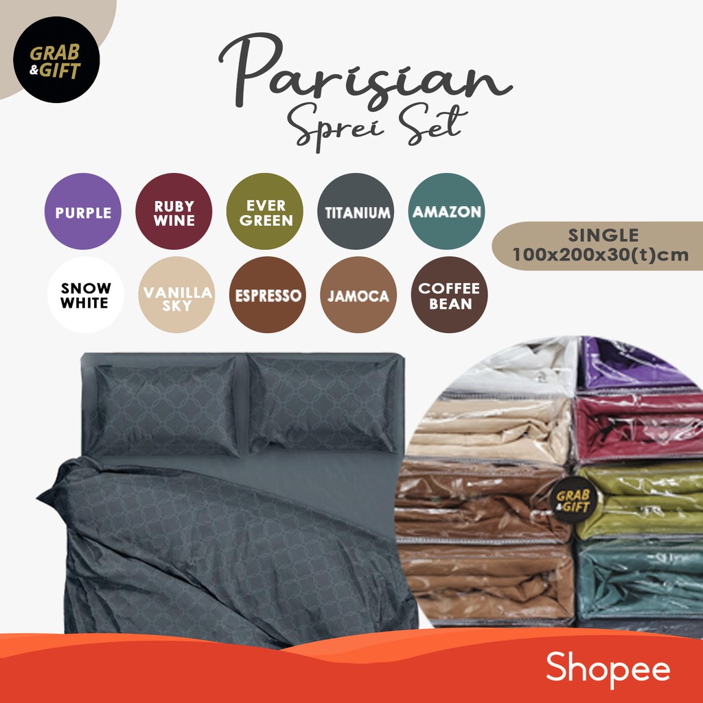 Sprei Set Polos Parisian Jacquard SINGLE 100X200X30CM