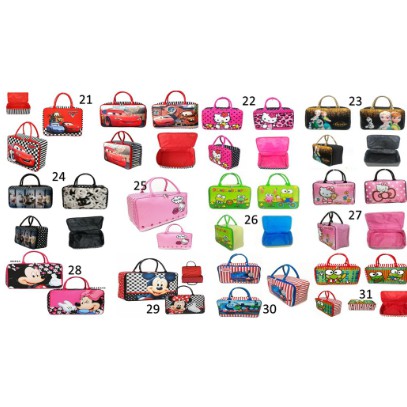 TRAVEL BAG SUPER KANVAS ANAK DAN DEWASA KARAKTER ( TAS KOPER JINJING TAS RENANG ORGANIZER PAKAIAN )