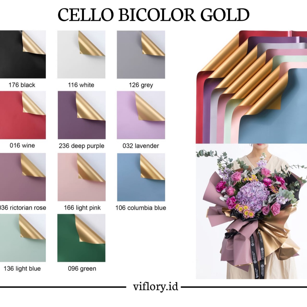 

Kertas Buket Cellophane Bicolor Gold [Lembaran] [WAJIB TAMBAHKAN DUS]