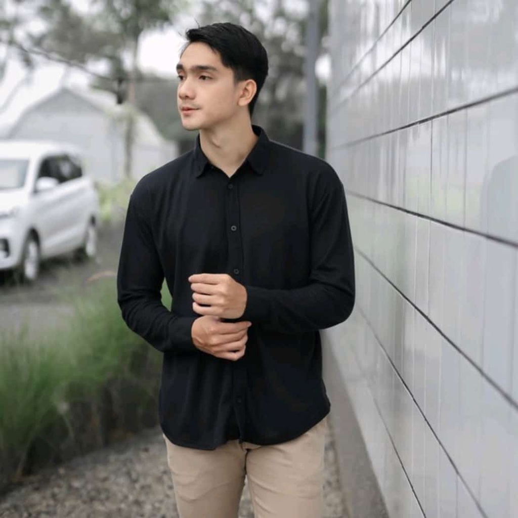 HEM KEMEJA LENGAN PANJANG POLOS PRIA MAN DISTRO KATUN FORMAL KASUAL KERJA KANTOR | BAJU COWOK COOLMA