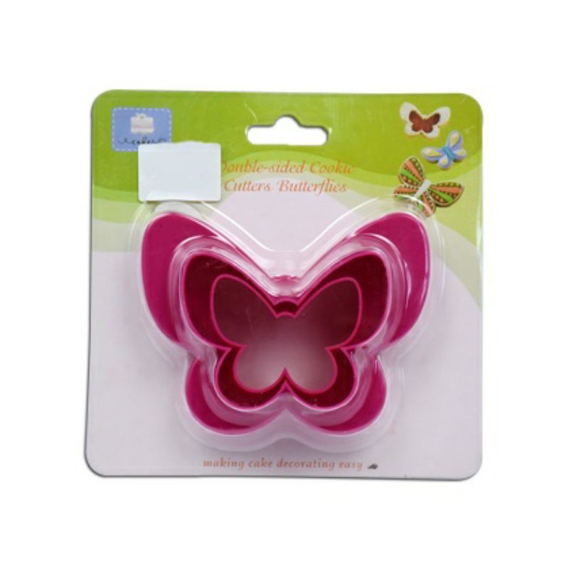 Cetakan Kue Kering Kupu Plunger Double Side Cookie Cutter Butterflies