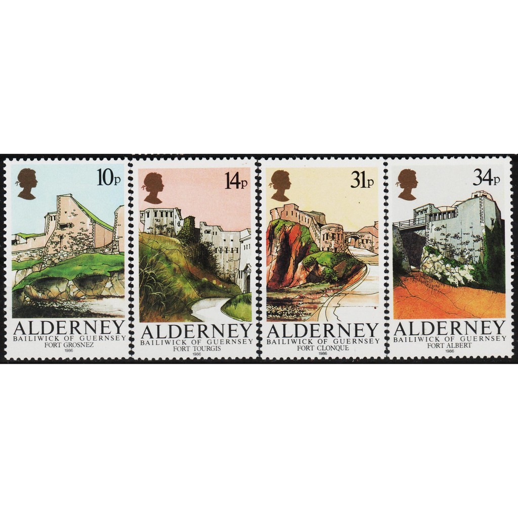 

Perangko Filateli A5-73 Alderney MNH 4v 23.09.1986 forts