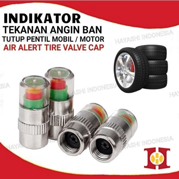 Tutup Pentil Ban Sepeda Motor Mobil Indikator Cek Tekanan Angin Kempes - 5pcs