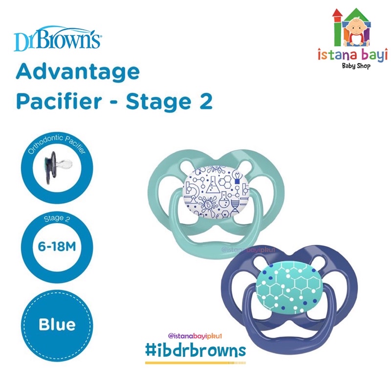 Kompeng Bayi - Dr.Brown’s Advantage Pacifier step 1 - 0-6 M Pack isi 2-Empeng PA12000