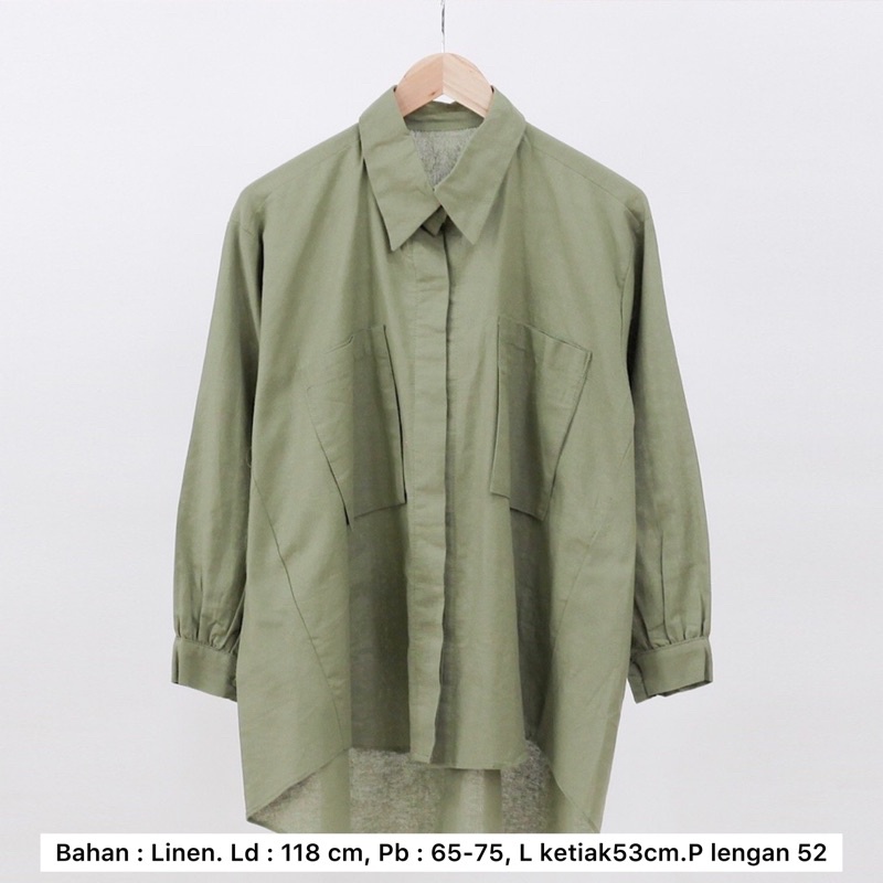 MONOCHROME OVERSIZE BLOUSE MOTIF - ATASAN RAYON FULL KANCING JUMBO / ATASAN RAYON KOMBINASI-KALIN SHIRT SAGE