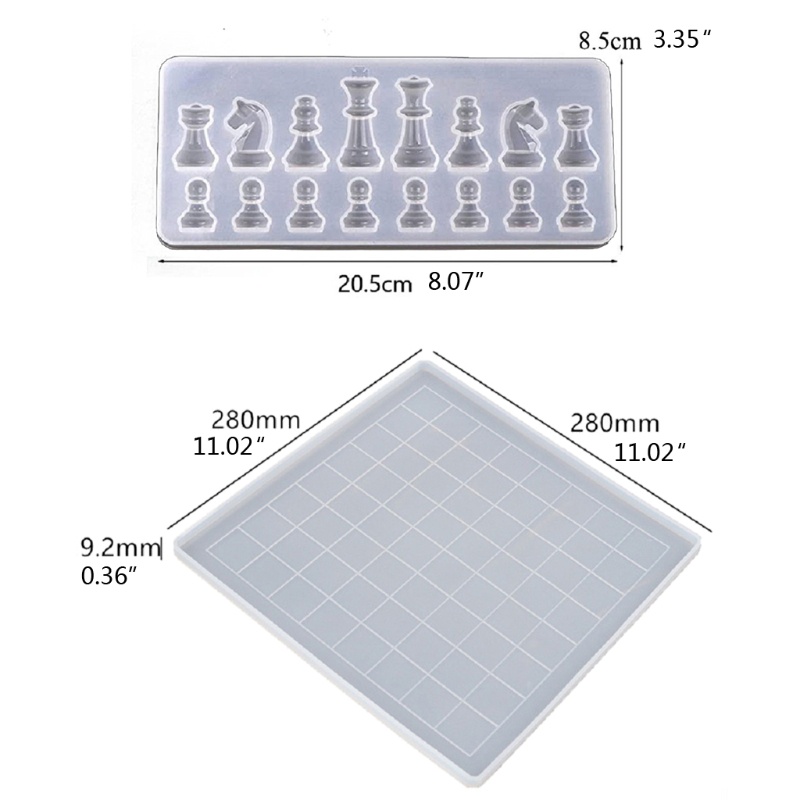 SIY  Chess Board Silicone Resin Mold 2Pcs Chess Silicone Mold Chess Board Molds for Resin Casting Chess Board Mold DIY Crafts