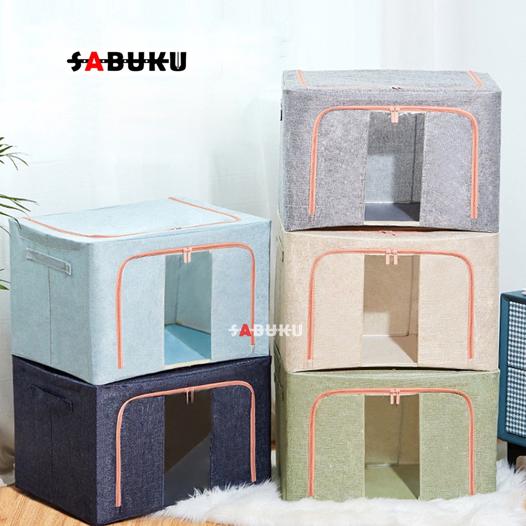 Storage Box 66LDouble Zipper Frame Baja Large Besar Multifungsi tempat Pakaian baju laundry Bed cover Selimut Serbaguna - 242