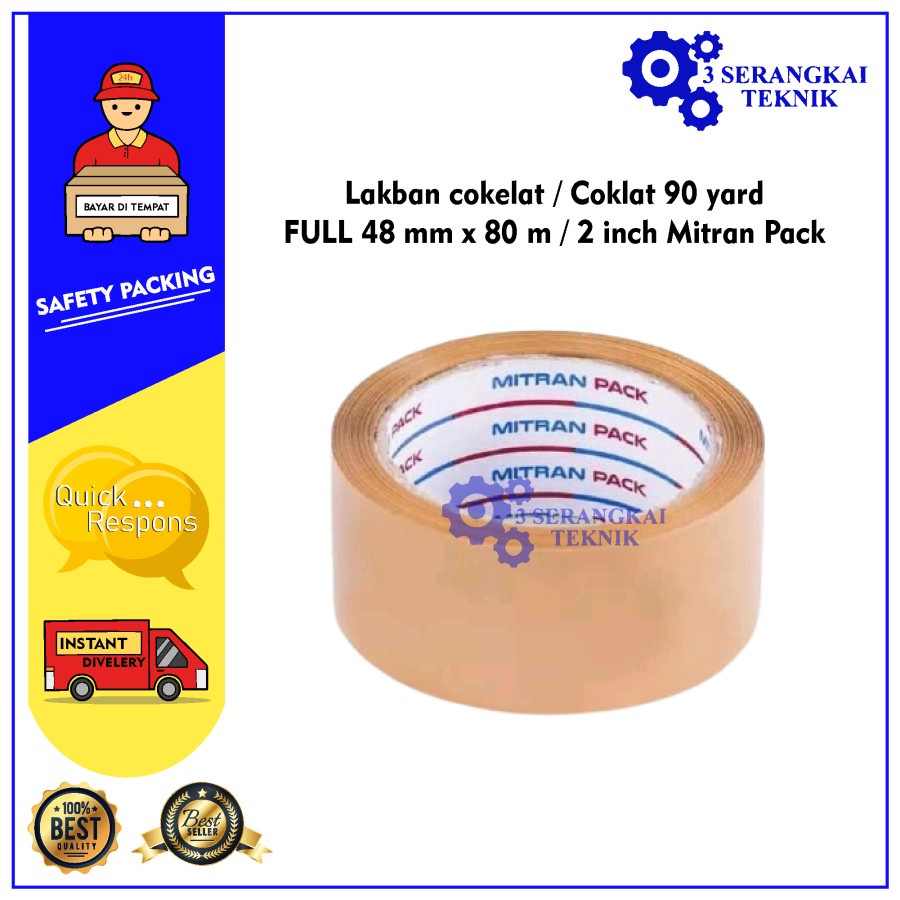 Lakban cokelat / Coklat 90 yard FULL 48 mm x 80 m / 2 inch Mitran Pack