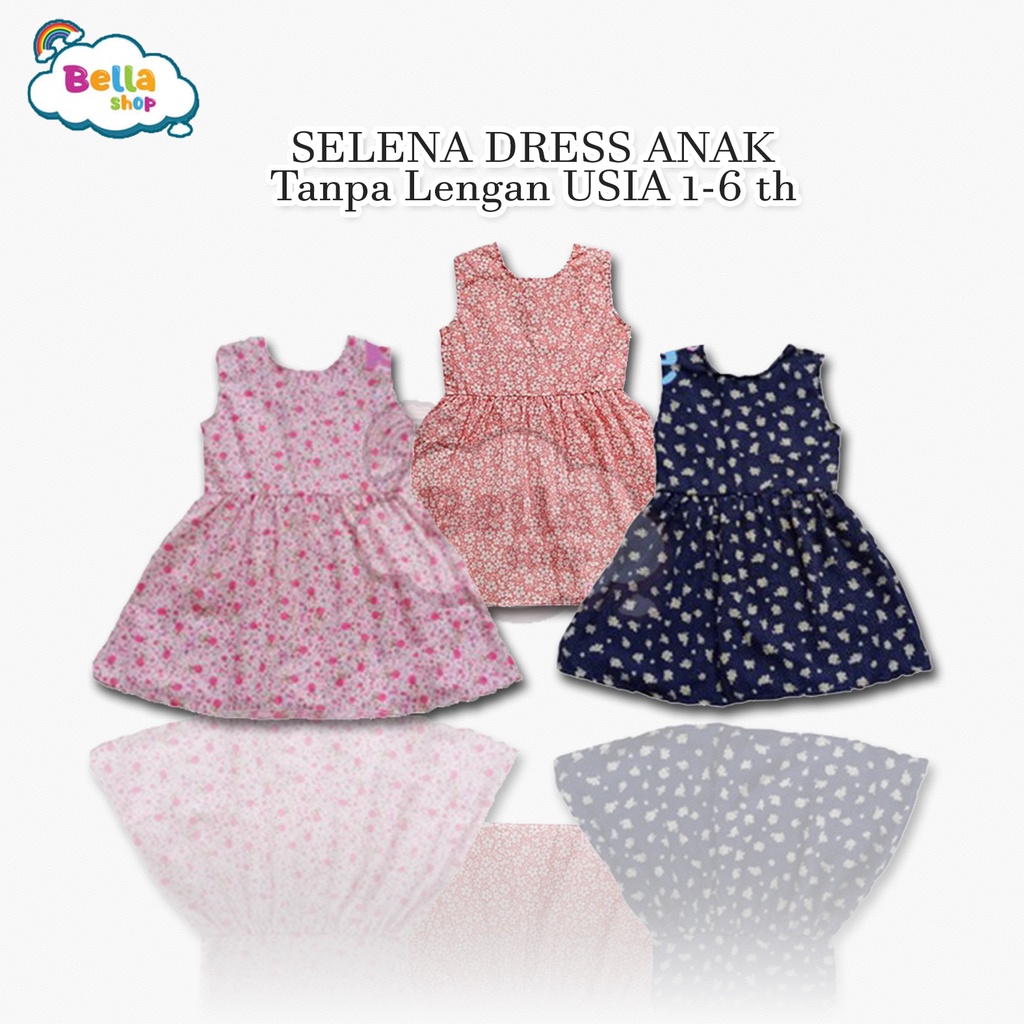 BEBELLE DA35K0001 SELENA DRESS ANAK USIA 1-6 th  BAJU ANAK TANPA LENGAN - BELLA SHOP