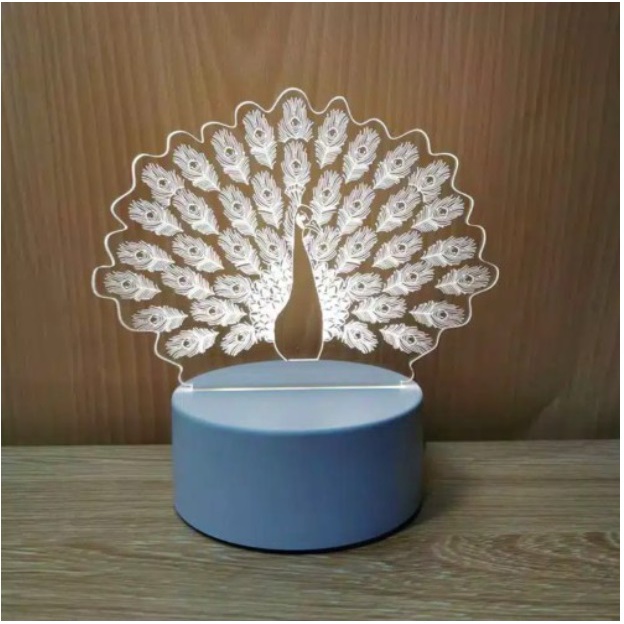 Lampu Tidur / Pajangan Lampu Hias 3D Model Burung Merak