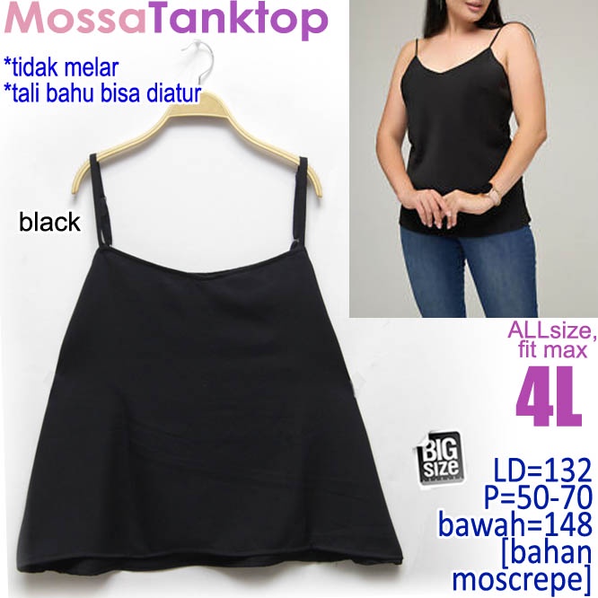 MOSSA TANK TOP LD 132 JUMBO XXXL BIG SIZE adjustable shoulder camisole