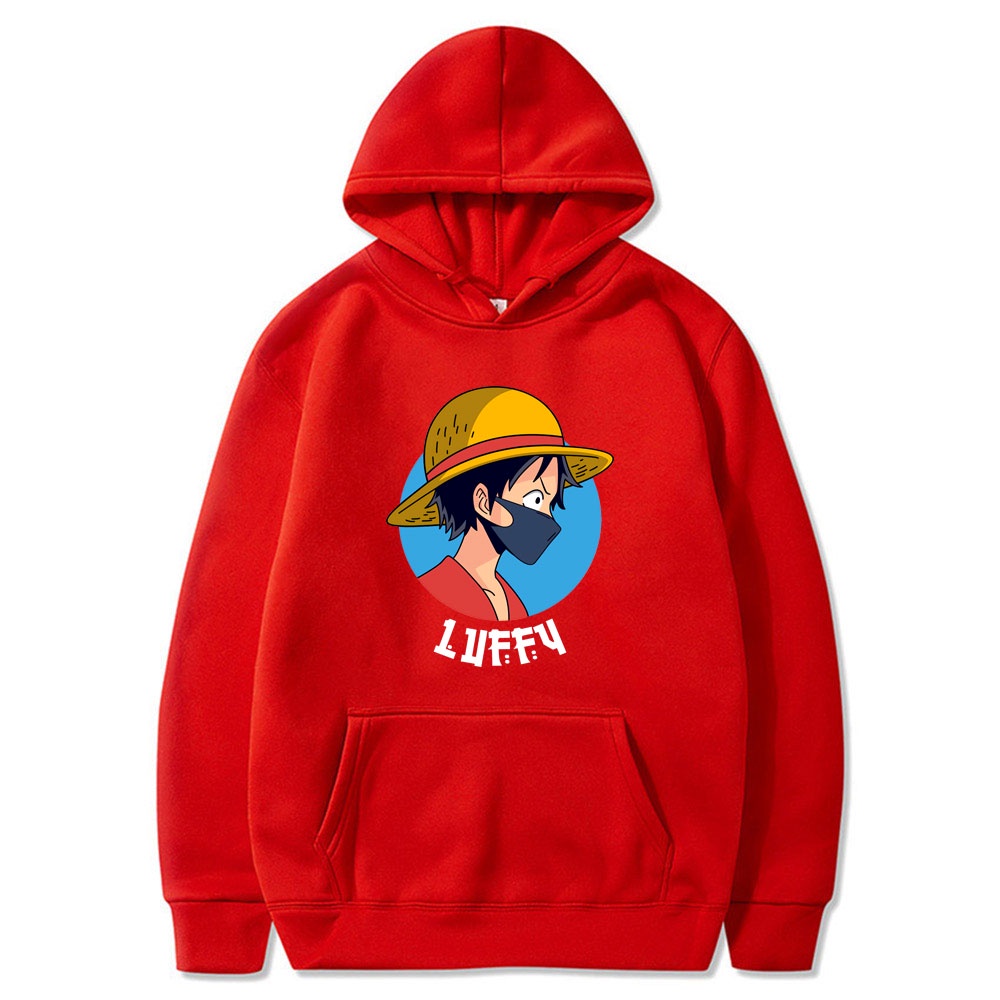 Luffy The Mask Jumper Hoodie II Sweater Hoodie Anime II Sweter Oblong Topi II SIZE M - XL ( Pria &amp; Wanita / Anak &amp; Dewasa )