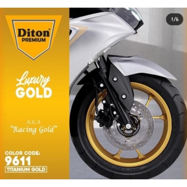 Pilok Pilox DITON Premium 9611* Titanium Gold / Emas - Velg Colours  (400cc / 400ml)