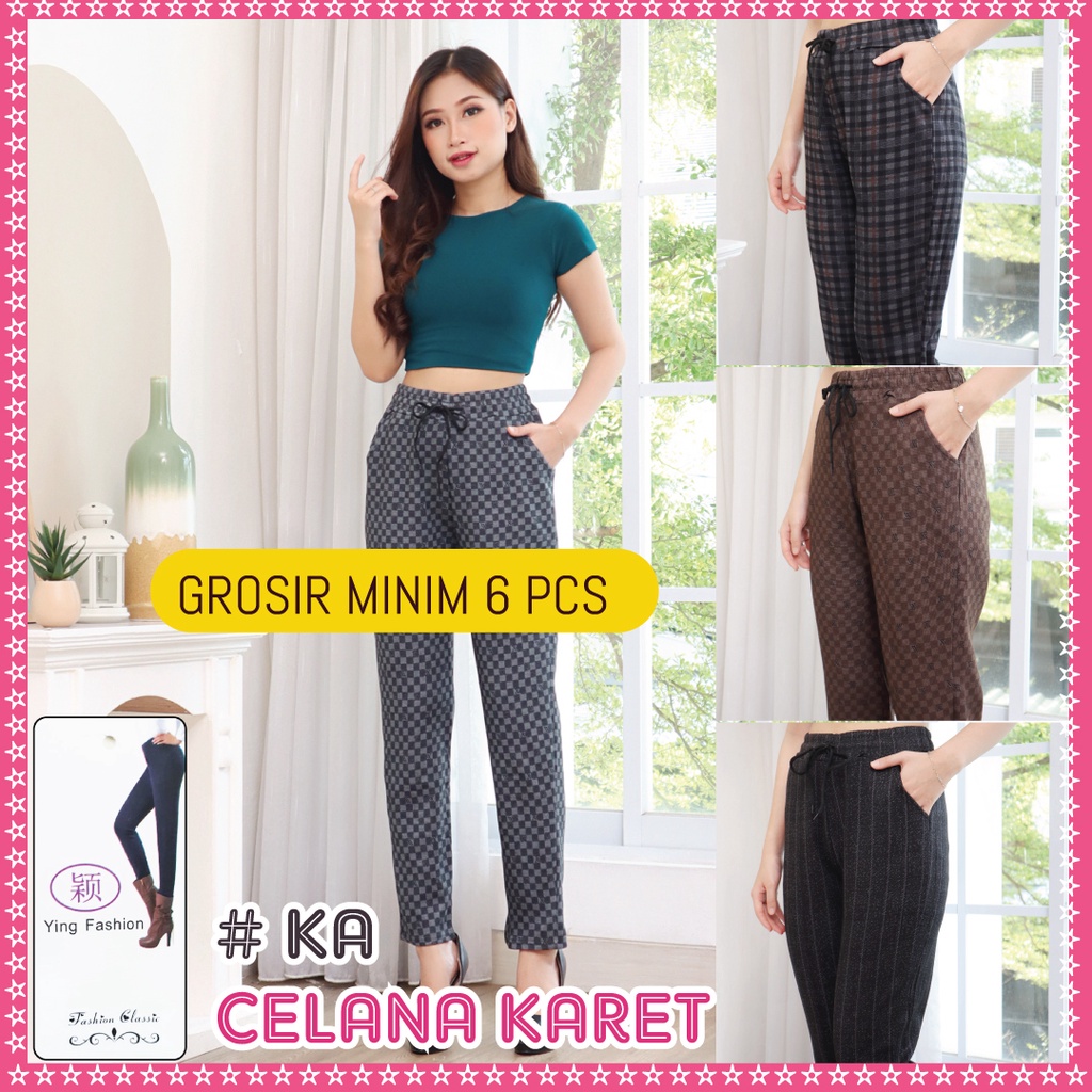 [GROSIR] Celana Karet Import / celana fashion wanita import / celana kotak wanita  / CELANA PANJANG WANITA / CELANA IMPORT / CELANA ZAHRA