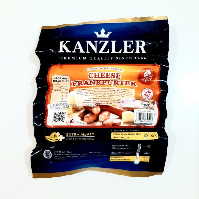 Kanzler Sosis Sapi Ayam Cheese Frankfurter 360g