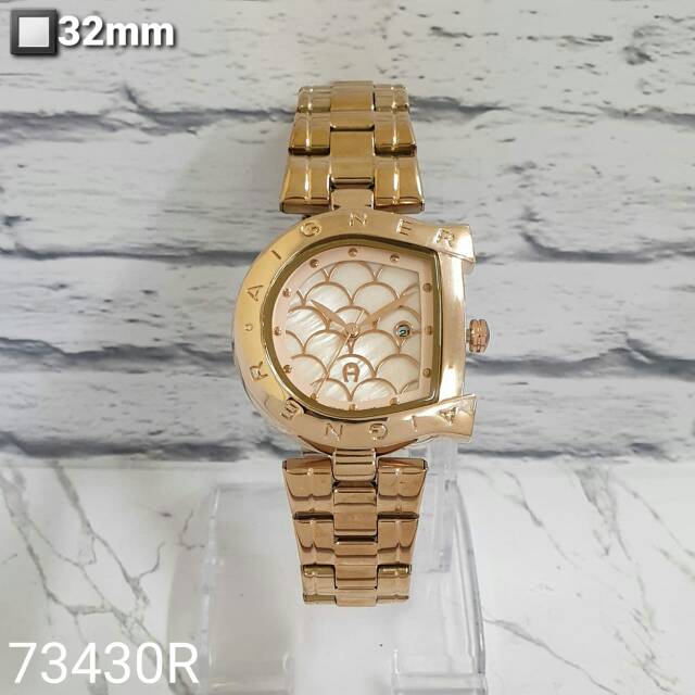 Best Seller  Jam Tangan Wanita Aigner Tanggal Aktif SB 10283 Rantai Stainless Free Baterai & Box