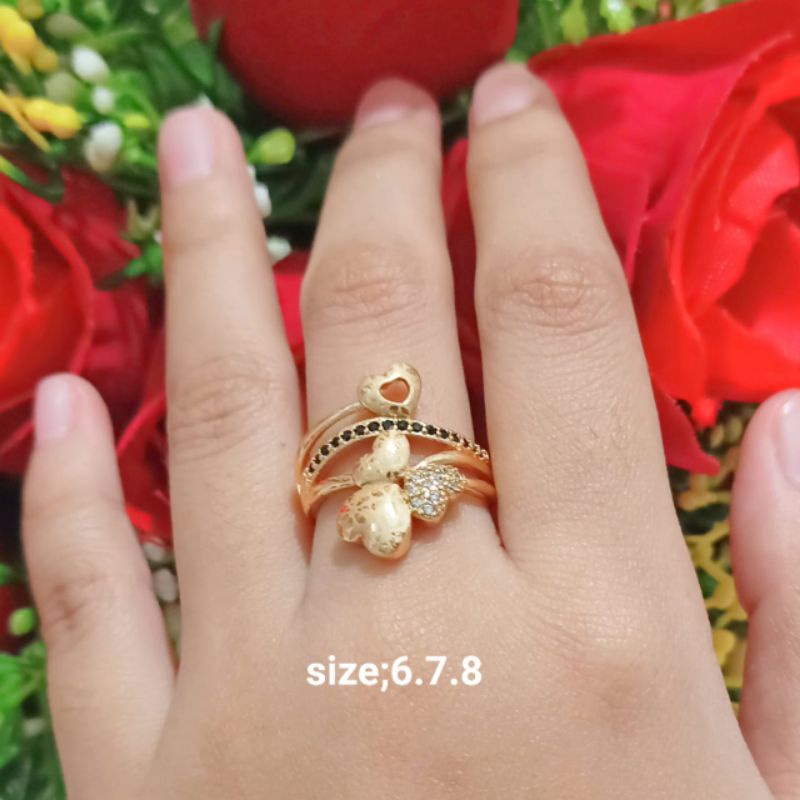 Cincin Dewasa Permata Kombinasi perhiasan wanita Gold (COD)