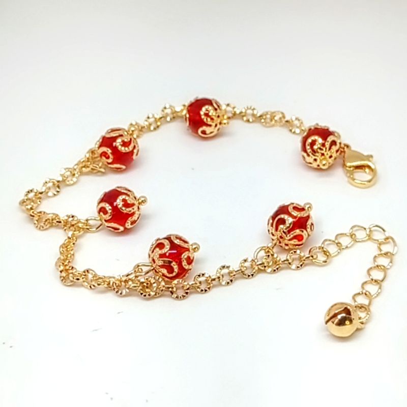 fashion Gelang rantai Dubai Red valvet wanita (cod)