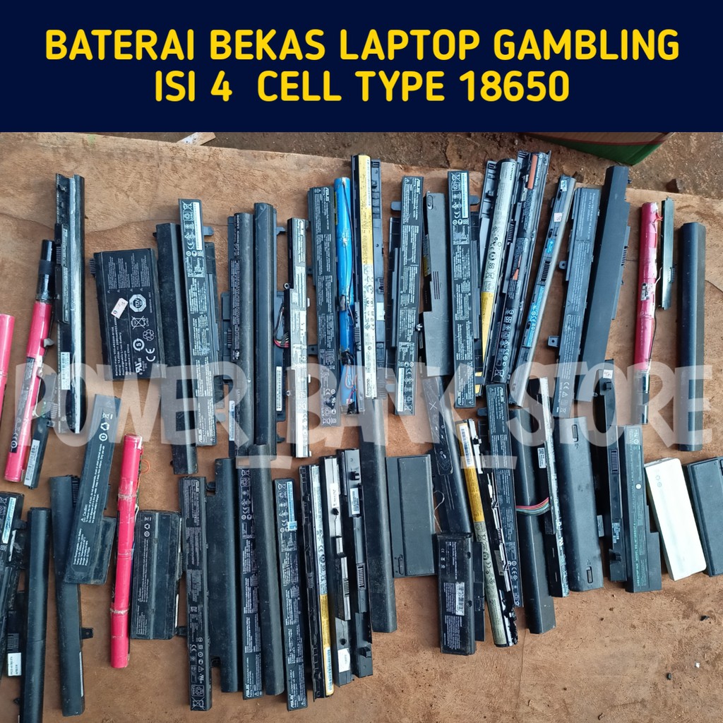 Baterai bekas laptop batangan gambling isi 4/3 cell cmpur di kirim acak atau sesuai stok yg ada