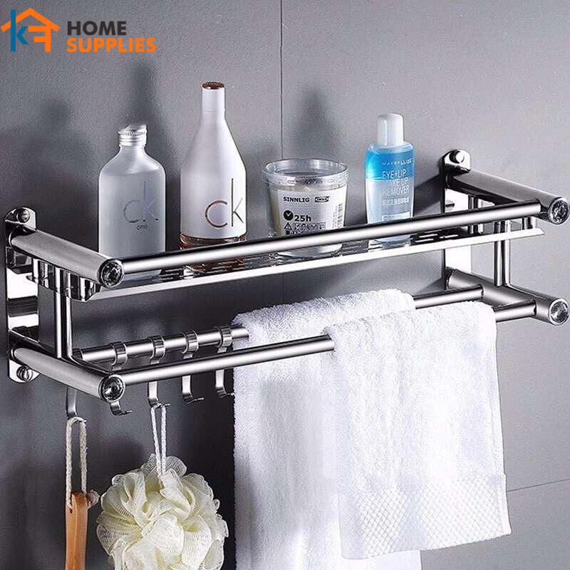 【KF】Rak Kamar Mandi Dinding  Stainless Steel Tempat Sabun Rak Toilet Rak  Dapur Gantung