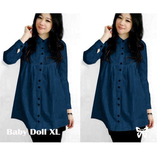 D02 Babydoll Xl Babydoll, kemeja tangan panjang bahan Vaganza, Ld 104, Pjg 74