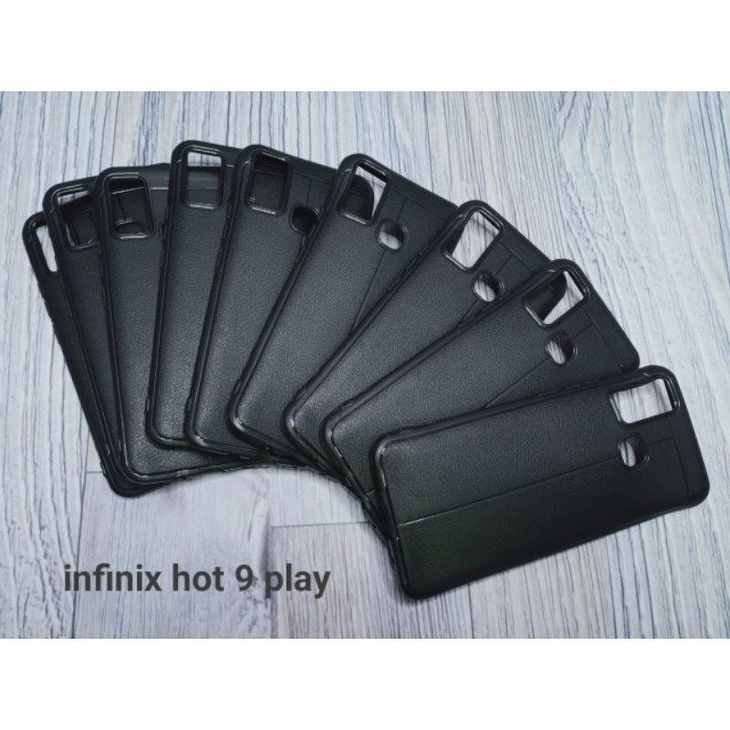 Case Autofokus Kulit Jeruk Infinix Hot 9 Play - Softcase Autofokus Hitam tebal black