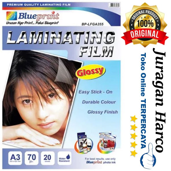 

Blueprint Laminating (BP-GFA355)Film Glossy A4 70 gsm 20 sheets