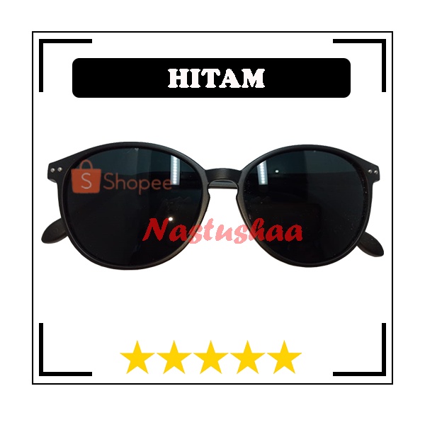 Kacamata Hitam Fashion Wanita Pria Kacamata Model Oval Anti UV Retro Korea Style Sunglasses Unisex FREECASE