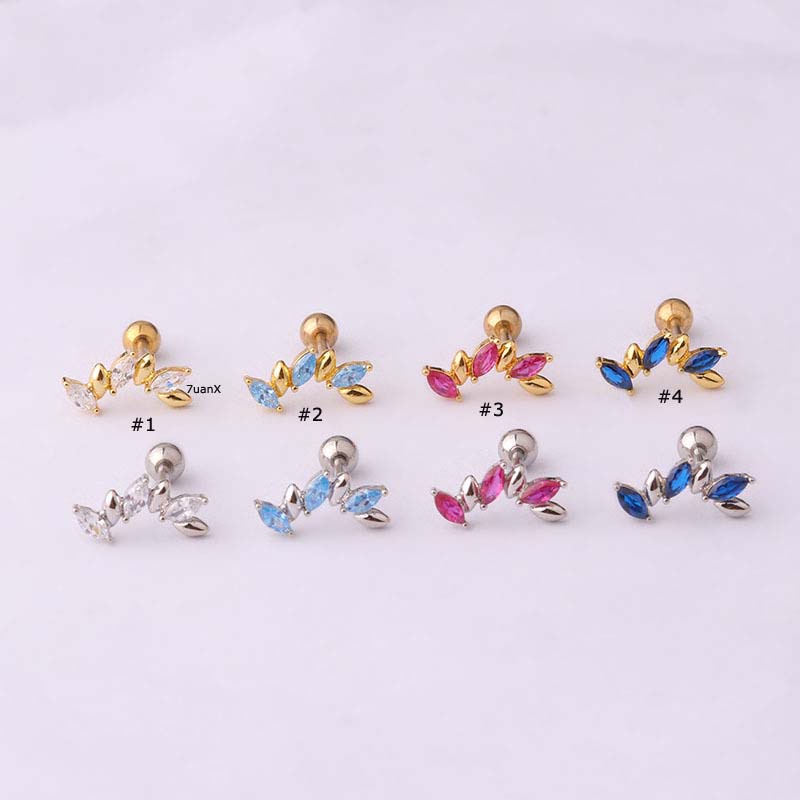 1pc 2022 Anting Tindik Tulang Rawan Telinga Bahan Stainless Steel Hias Zircon 16Gauge Untuk Wanita