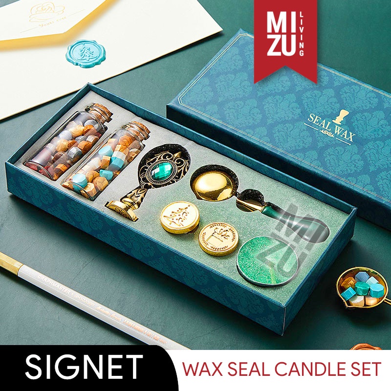 MIZU SIGNET Letter Wax Seal Set Aesthetic Calligraphy Companion Lilin Cap Stempel