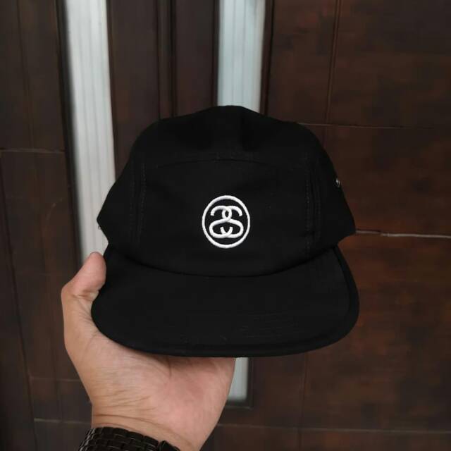 5 Panel Stussy SS Cap in Black