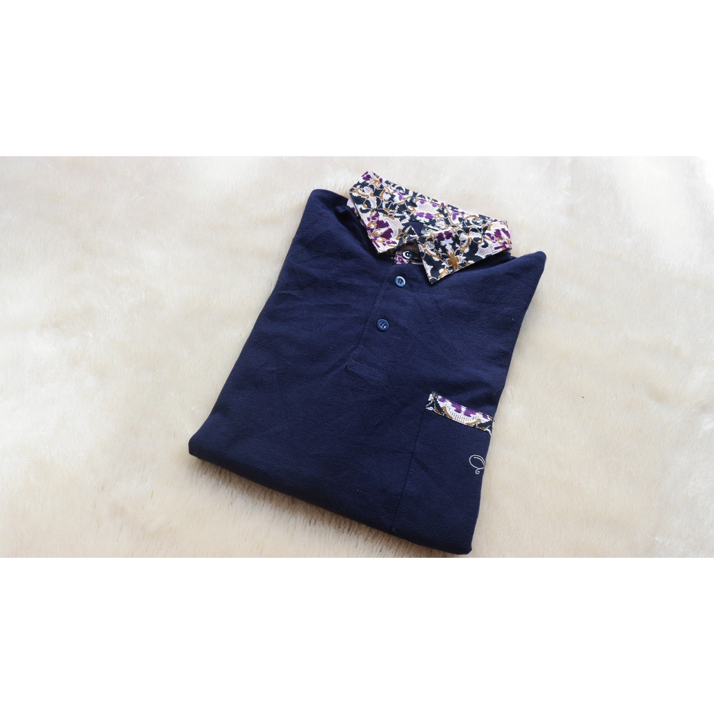 Loyal Kaos Polo Batik Navy Modern Pria Dan Wanita M L XL XXL