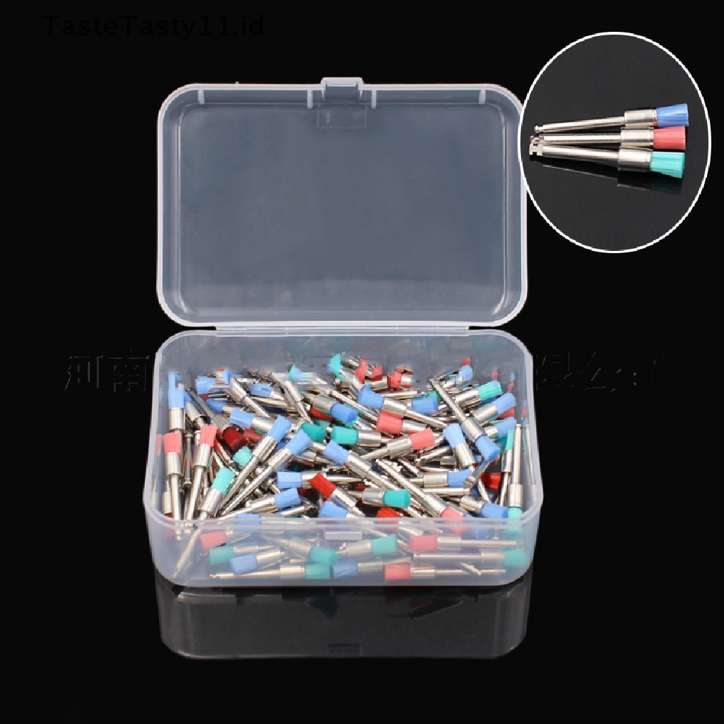 【TasteTasty】 100pcs New Color Nylon Latch Flat Polishing Polisher Prophy Brushes Dental Brush .