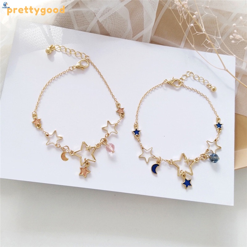 Korea Bintang Gelang Bulan Lucu Liontin Gelang Wanita Fashion Perhiasan Aksesoris - PD