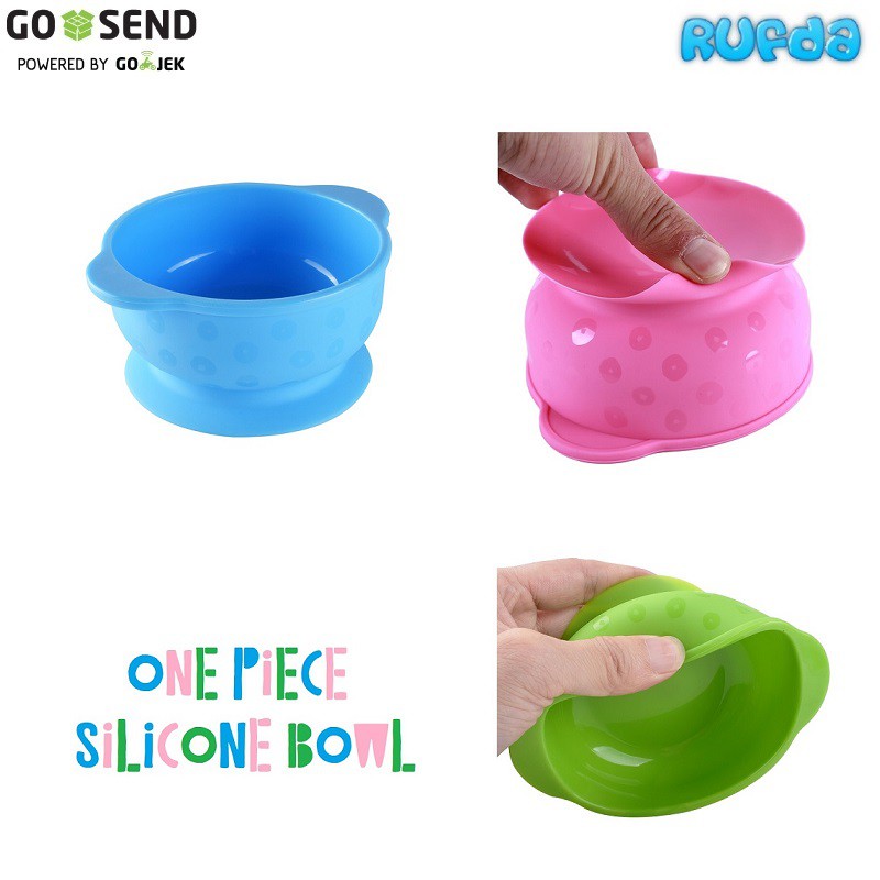 One Piece Silicone Bowl with Suction Mangkok Makan Bayi Bisa Nempel