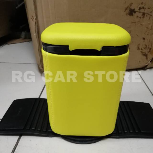 TEMPAT SAMPAH MOBIL BAHAN KULIT WARNA KUNING