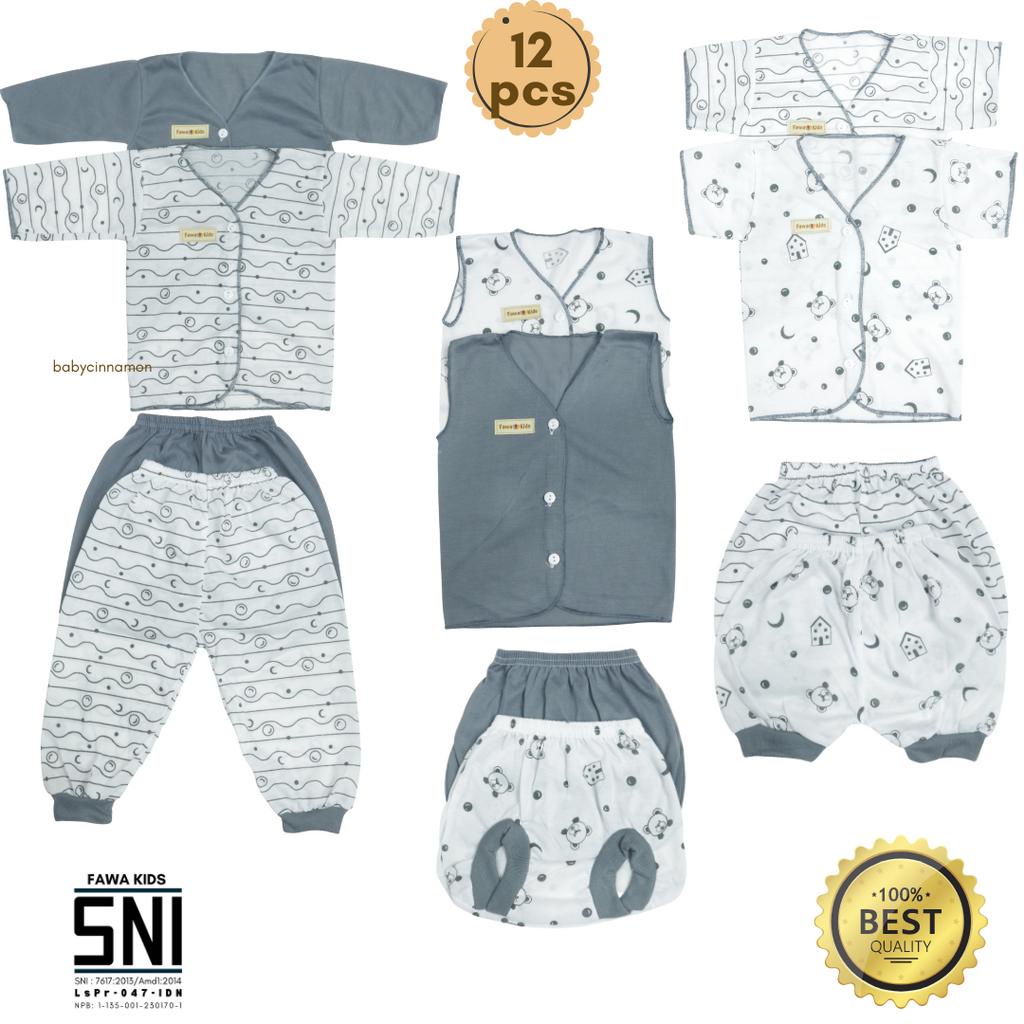 SNI - (18 PCS) Paket Baju Bayi New Born 0-3 Bulan Baju Kancing Kado Lahiran Setelan Stelan Baby Anak Laki Laki Perempuan Celana Pop Panjang Atasan