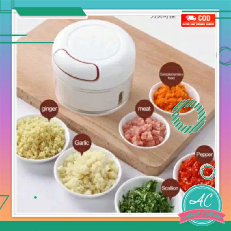 Blender bumbu dapur penghancur pencacah bawang cabe mini food speedy chopper tangan tarik manual