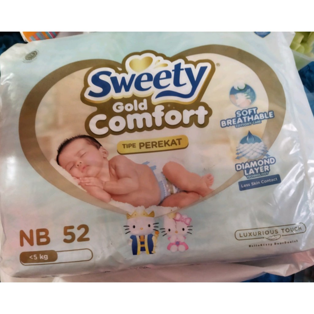 SWEETY Popok Gold Comfort - NB 52 - POPOK SEKALI PAKAI - POPOK SWEETY BABY - POPOK NEW BORN - POPOK 