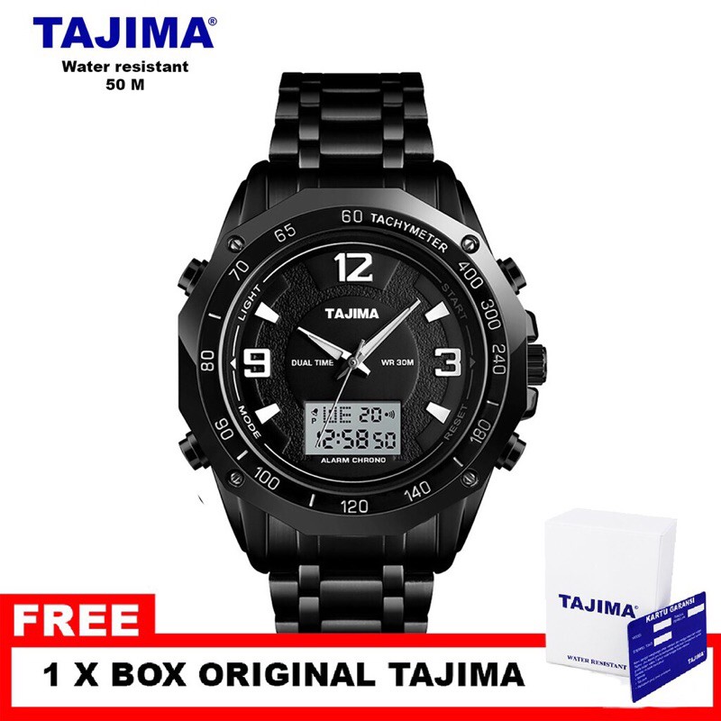 JAM TANGAN TAJIMA 9506 ANALOG DIGITAL STAINLESS STEEL TAHAN AIR GARANSI 1 TAHUN