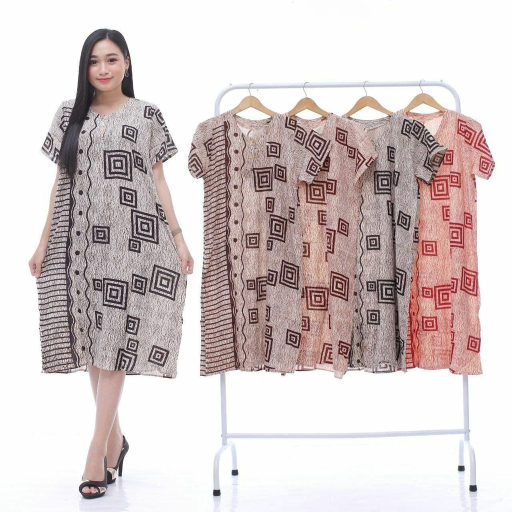 Daster Kencana Ungu Batik - Daster Busui LD 105 - Atasan Wanita - Batik Motif Abstrak Kekinian-Jovita