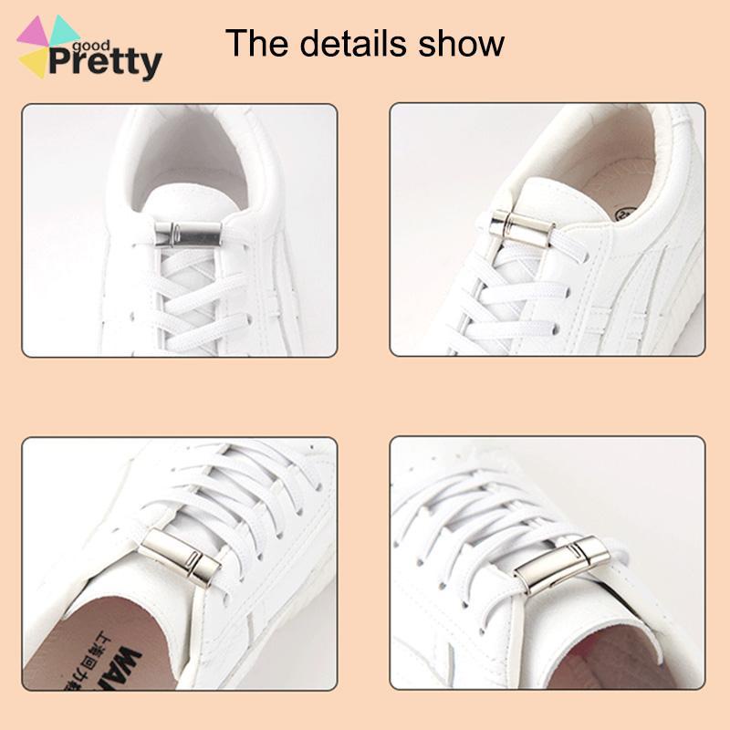 Tali Sepatu elastis/Suction No-dasi Sepatu Putih Kecil Tali Sepatu Magnet Simple /Tali Sepatu gepeng Tetap karet Elastis Logam
