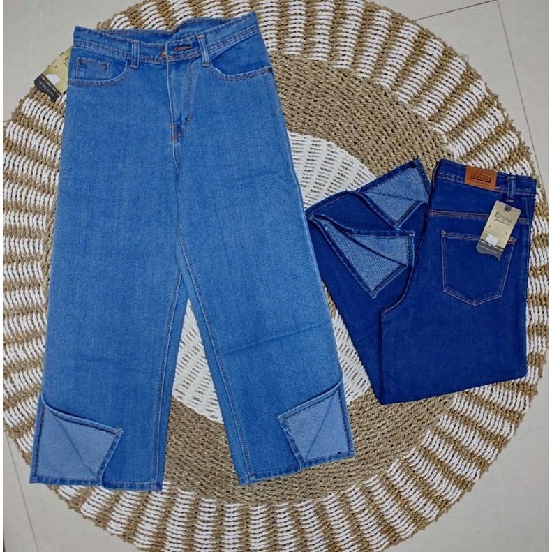 Rk,CELANA JEANS KULOT BELAH SAMPING/CELANA HW BELAH JEANS