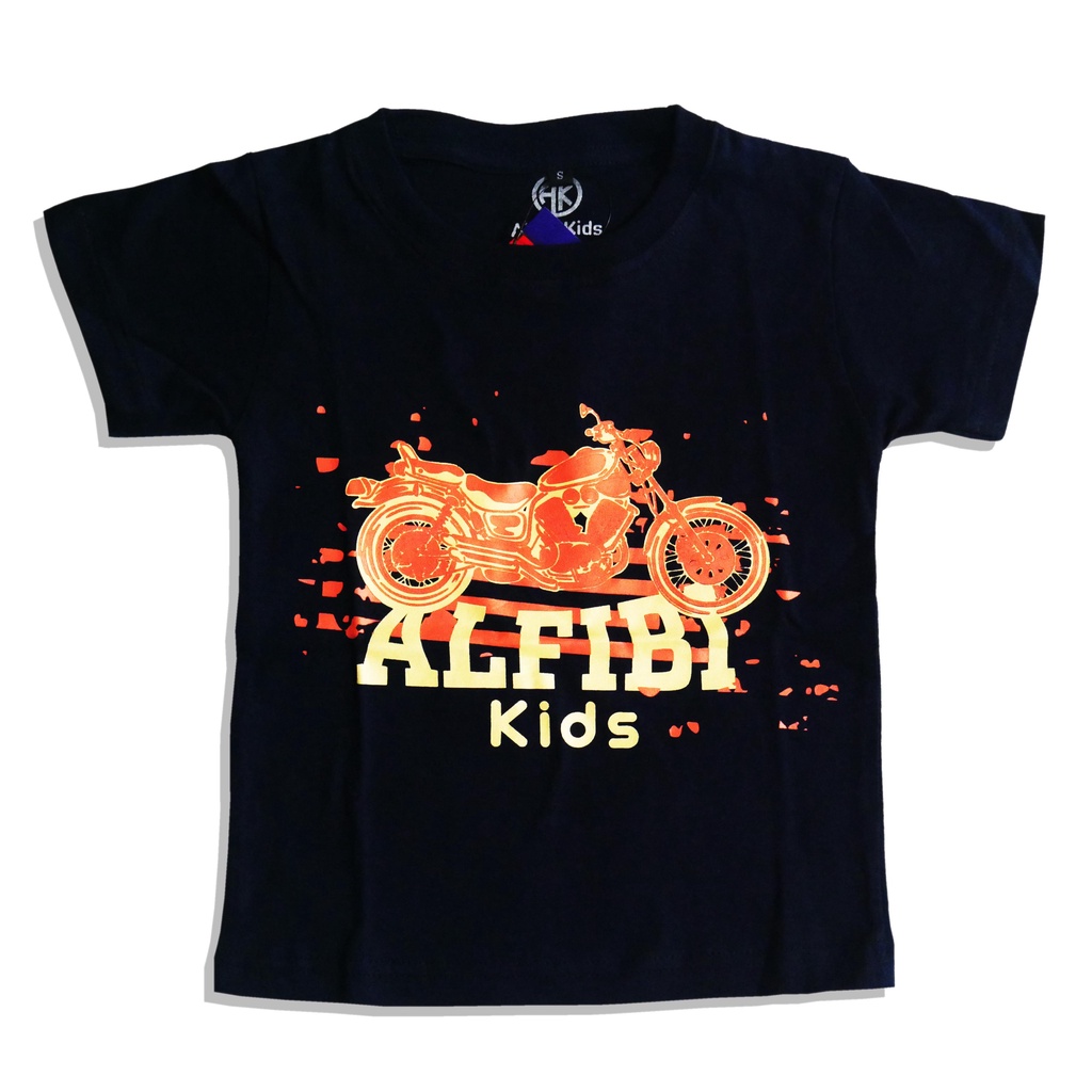 ALFIBI KIDS - Kaos Anak MOTORCYCLE NAVY - Baju Anak Laki Laki - Baju Kaos Anak Murah